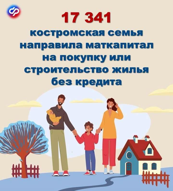 Свыше 17 тысяч костромских семей направили материнский капитал на покупку или строительство жилья без кредита
